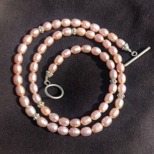 Genuine pink pearl necklace